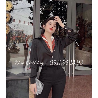 Áo sơ mi lụa nữ công sở thanh lịch A09
