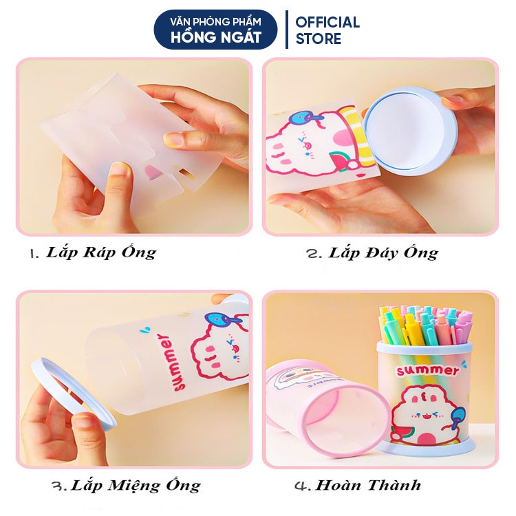 Ống Đựng Bút Để Bàn Hình Tròn, Ống Cắm Bút Đa Năng Gấp Gọn Đồ Dùng Học Tập Cho Bé BS36