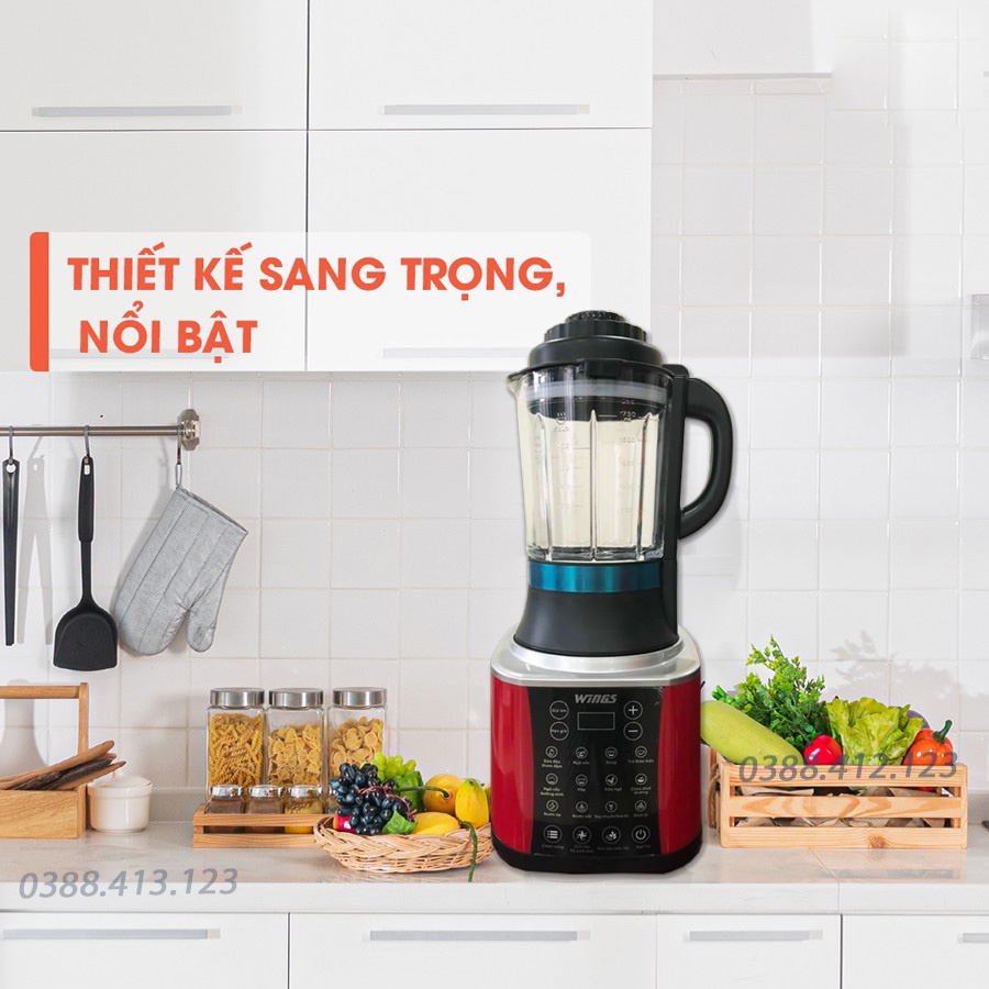 Máy làm sữa hạt WingS - Máy xay nấu đa năng - Công suất mạnh mẽ - Bảo hành 12 tháng