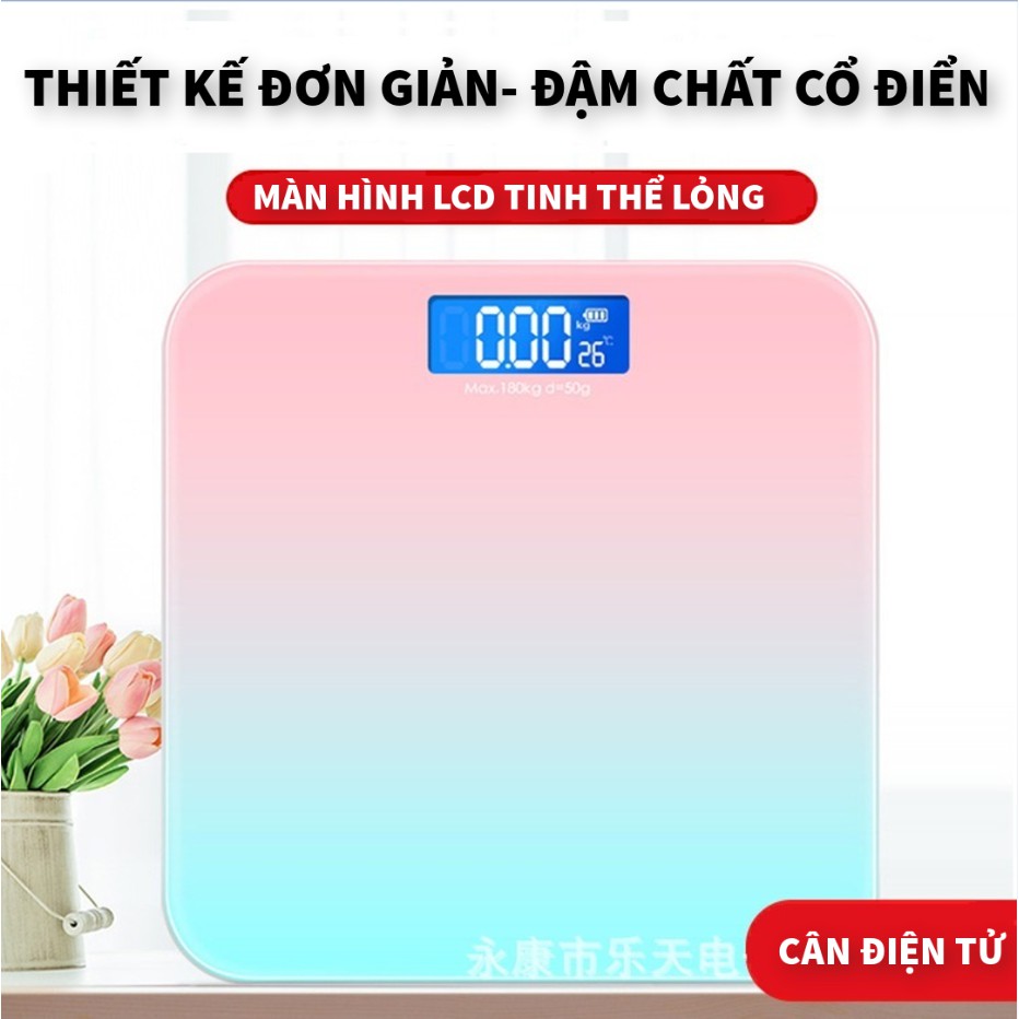 CÂN ĐIỆN TỬ SẠC ĐIỆN - KÍNH CƯỜNG LỰC - MÀN HÌNH LCD CÔNG NGHỆ CAO,Cân Sức Khỏe Chuẩn Xác Hiển Thị Nhiệt Độ Phòng