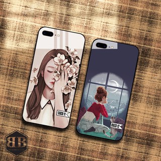 Ốp lưng kính cường lực iphone 7 plus / iphone 8 plus hình cô gái cô đơn