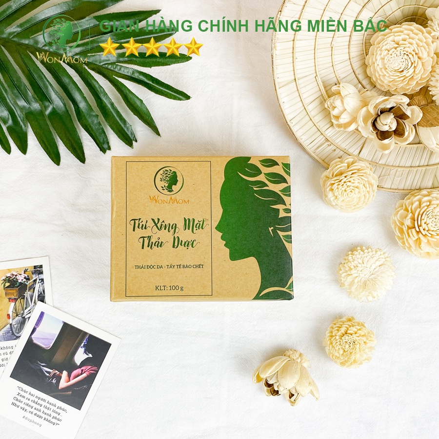 Túi xông mặt thảo dược thải độc, căng bóng da Wonmom 100 Gram ( 10 Túi/hộp )