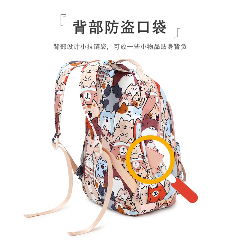 Balo đi học in họa tiết dễ thương kích thước 15.6 inch cho nữ