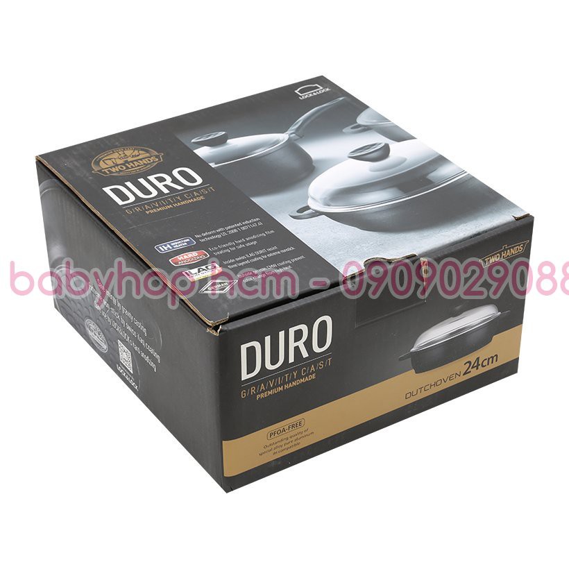 Nồi cao cấp Two Hands Duro Dutch Oven 24cm hai tay cầm, có nắp thủy tinh, bếp từ GTD1241-IH