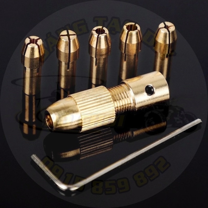 Bộ đầu kẹp mũi khoan mini từ 0.5~3mm làm bằng đồng. Dùng cho motor 180, 380, 550, 775