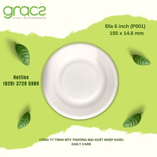 10 Đĩa tròn bã mía Thái Lan 6 inch - thương hiệu Gracz