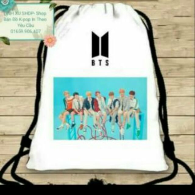 Balo dây rút BTS BT21 kpop giá rẻ in theo yêu cầu