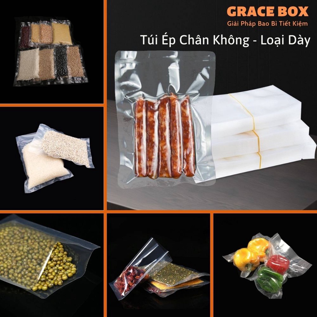 {Giá Sỉ} Túi Hút Chân Không Thực Phẩm Hai Mặt Trơn (1kg) - Công Ty Bao Bì Grace Box