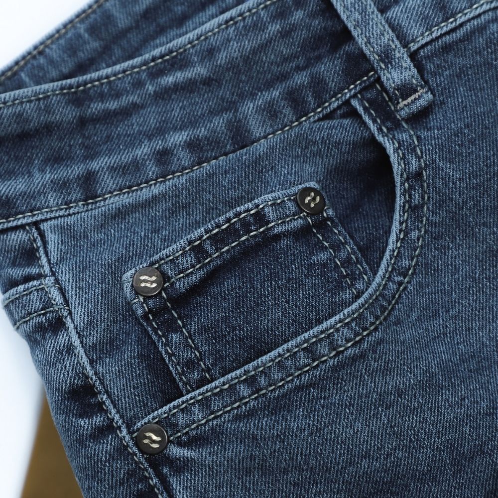 Quần jean nam Satoshi SAQJ38 dáng vừa màu xanh đậm trơn wash basic chất jean co giãn nhẹ