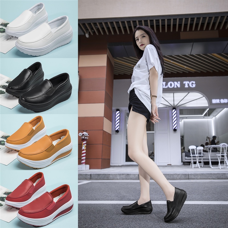 Giày Thể Thao Da Đế Dày Cổ Cao Qua Gối Màu Đen Trắng Vàng Đỏ Cho Nữ
