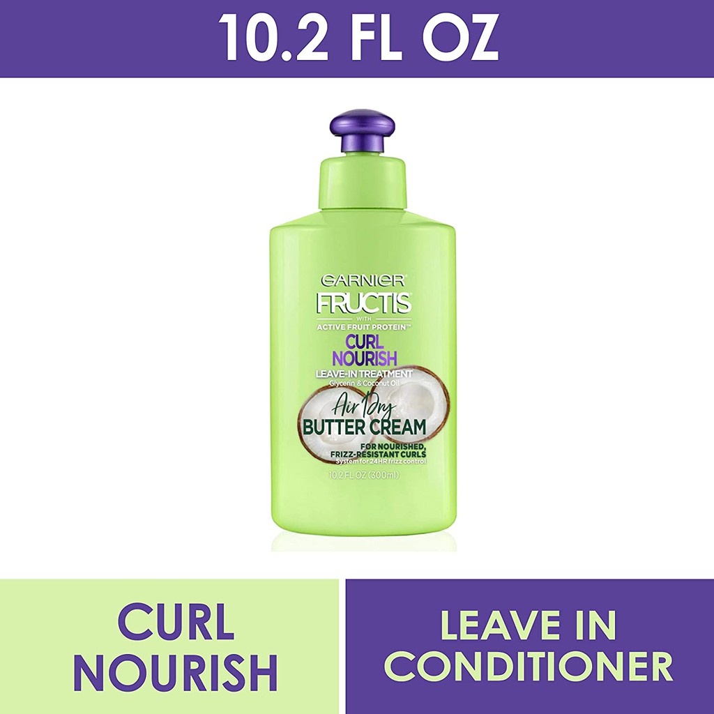 Kem ủ dưỡng tóc Garnier Hair Car Fructis Triple Nutrition Curl Nourish Moisture Leave-in Conditioner 300ml (Mỹ)