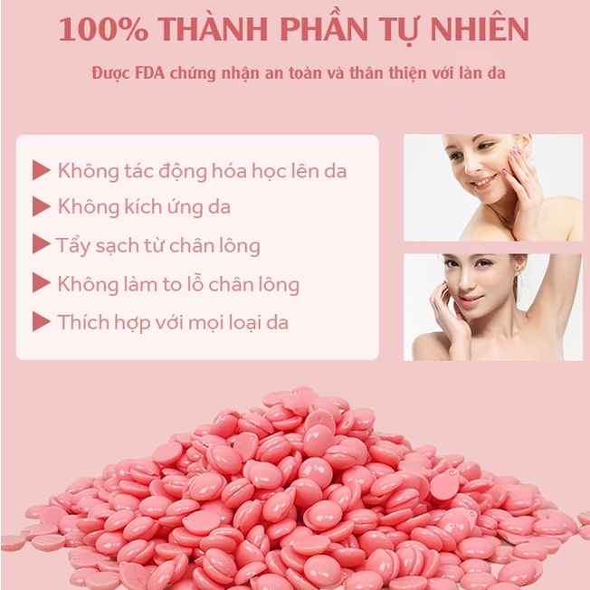 Combo triệt lông sáp wax nóng, wax lông nhập khẩu, tặng mỡ trăn nguyên chất chính hãng