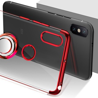 For Xiaomi Mi Max 3 Ring Stand Soft Plating Clear Cover