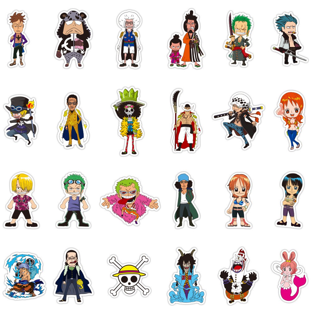 Y&P| Hình Dán Chống Nước One Piece Nhật Bản Anime Mũ Bảo Hiểm Máy Tính Xách Tay Hành Lý Dán Thiết Lập, 10 tờ