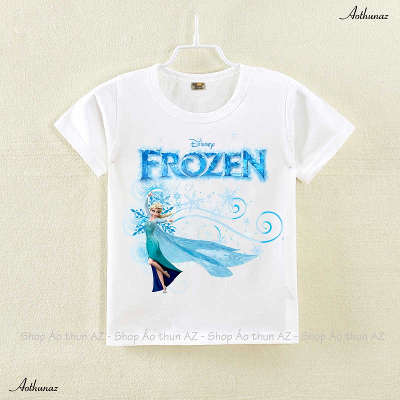 Áo thun trẻ em màu trắng in hình Frozen - Cotton Thái M2379