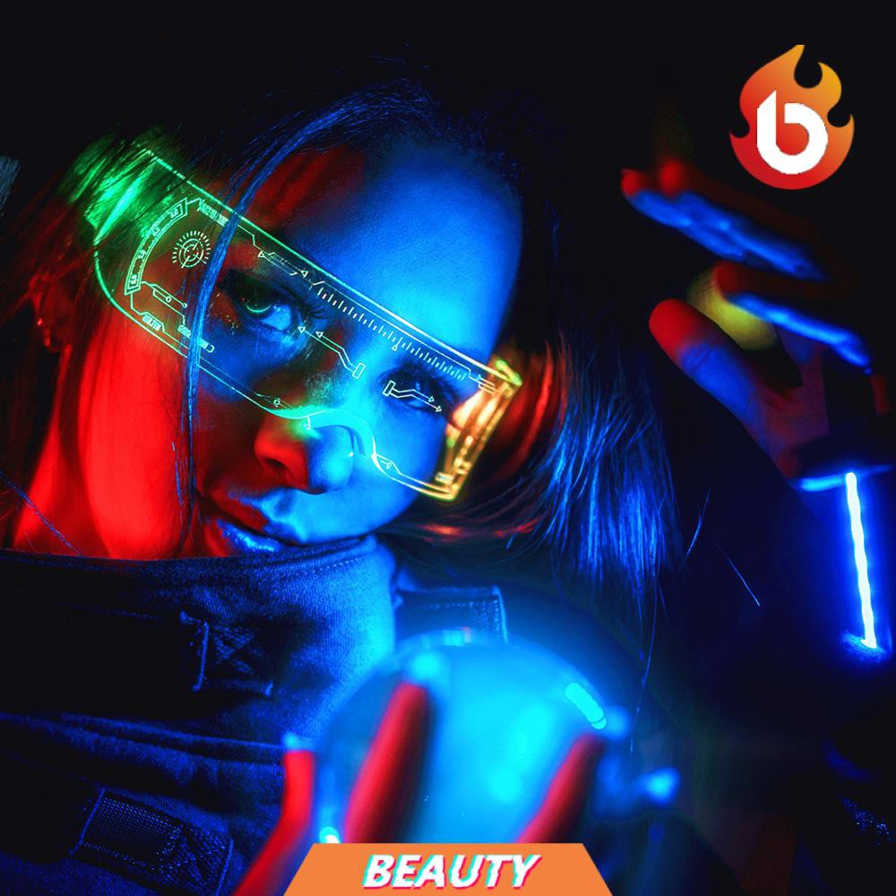Mắt kính có dây đèn LED phát đèn neon bắt mắt phụ kiện trang trí dành thời thượng thích hợp cho vũ trường balo local bra