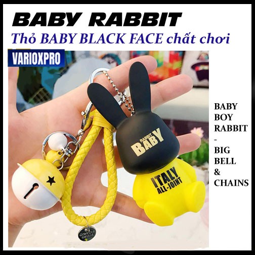 Móc khóa THỎ BABY BOY BLACK FACE siêu chất