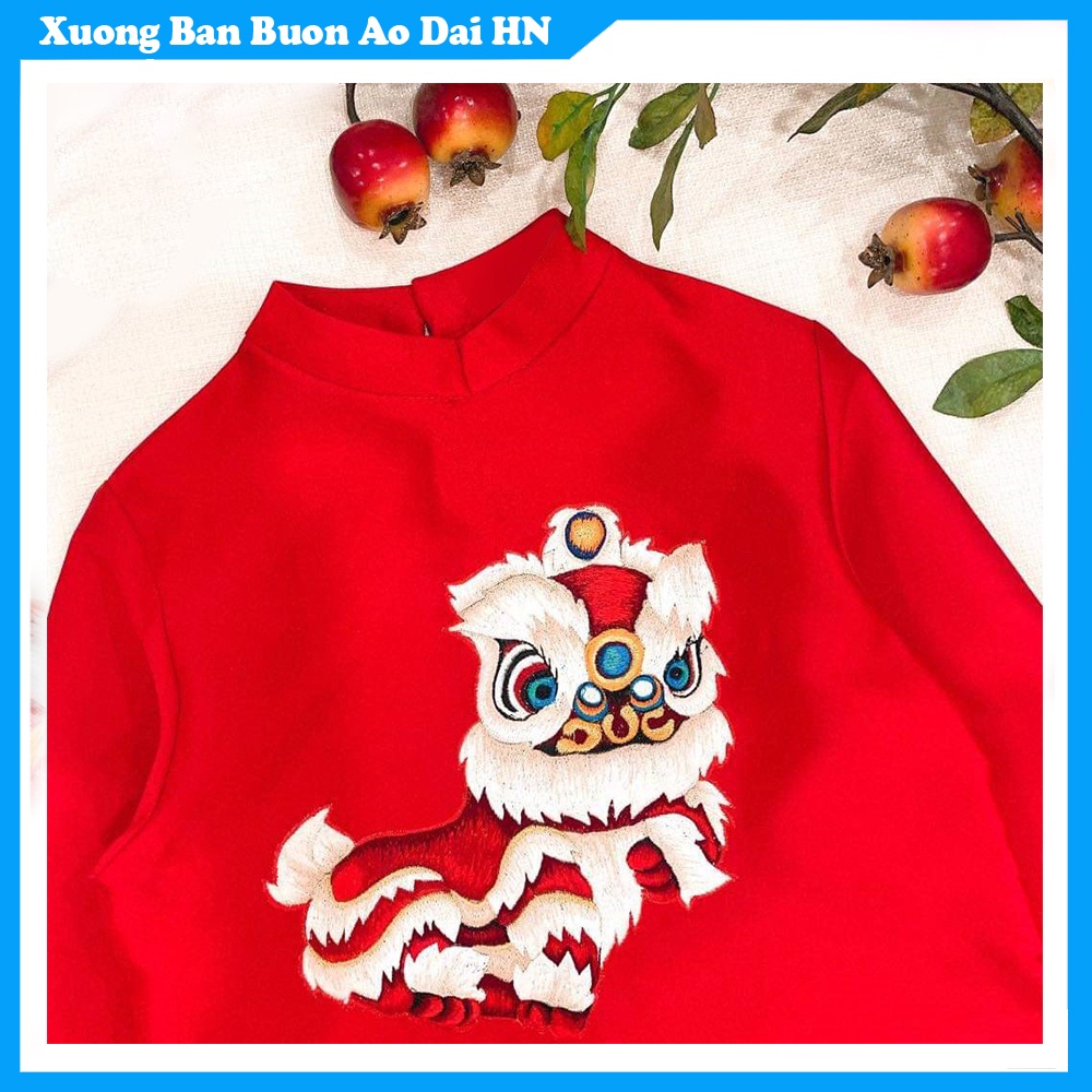 Áo Dài Bé Trai Thêu Kỳ Lân, ao cach tan  thiet ke tet