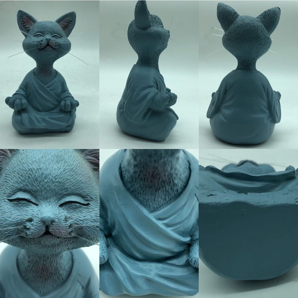 Tượng Mèo Ngồi Thiền Bằng Nhựa Resin Dùng Trang Trí Nhà Cửa
