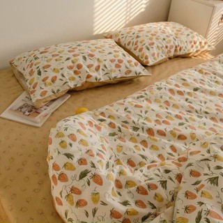 Set chăn ga cottkn living hoạ tiết dâu tây 🍓