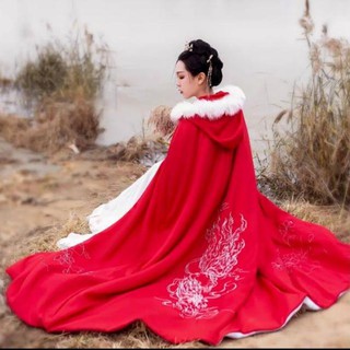 🌺[Order] Áo choàng lông hán phục (sẵn đen)