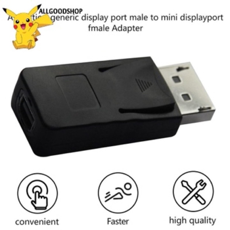 Đầu chuyển đổi Displayport đực sang Mini Displayport Female (chân cái), Black DP Displayport Male To Mini DíplayPort.