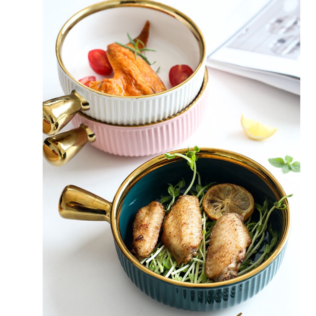 Tô mỳ. Âu mỳ. Dĩa decor trang trí bàn ăn có tay cầm