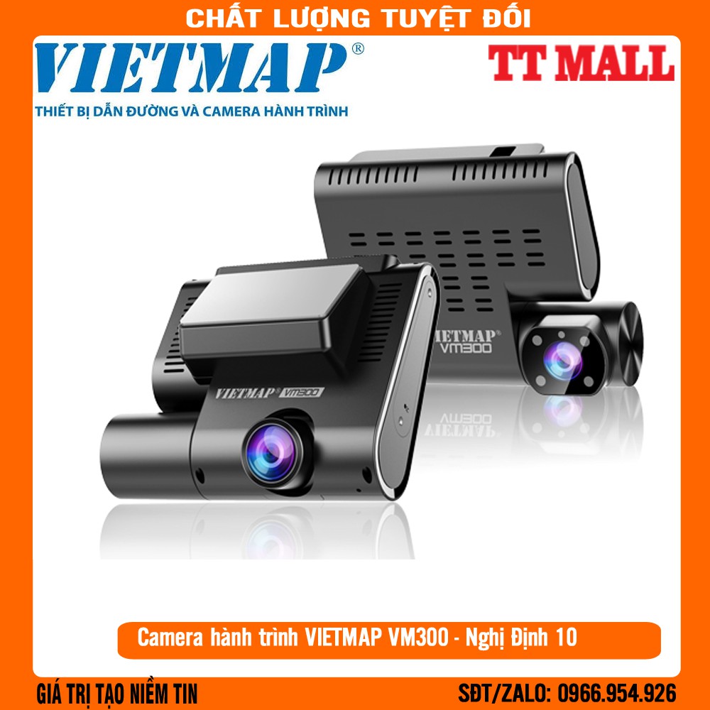 (Hỗ trợ lắp đặt tại Hà Nội) Camera Hành Trình Trực Tuyến chuẩn Nghị định 10/2020 Vietmap VM300 ghi hình trước & trong xe