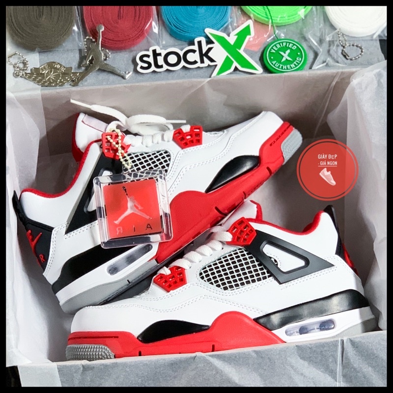 (Shop Giày Đẹp Giá Ngon) Giày Jordan 4 Fire Red + full bill box