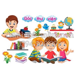 Tranh decal mầm non( ảnh thật)- góc thư viện