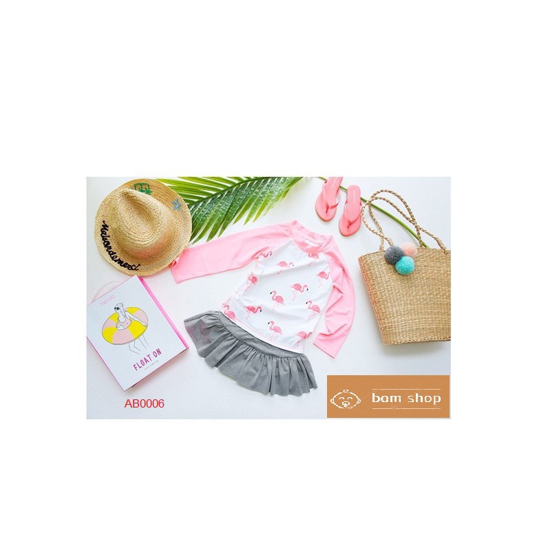 BIKINI BÉ GÁI ,bộ đồ bơi bé gái áo dài tay đi kèm chân váy ,chất liệu LYCRA Hàn Quốc Cao Cấp size đại cho bé từ 10-40 kg