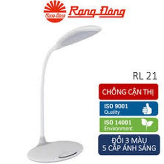 [CHÍNH HÃNG] Đèn bàn LED chống cận Rạng Đông 6W cảm ứng, đổi 3 màu / 5 mức ánh sáng RL 21-Màu trắng;RL16 màu xanh,..
