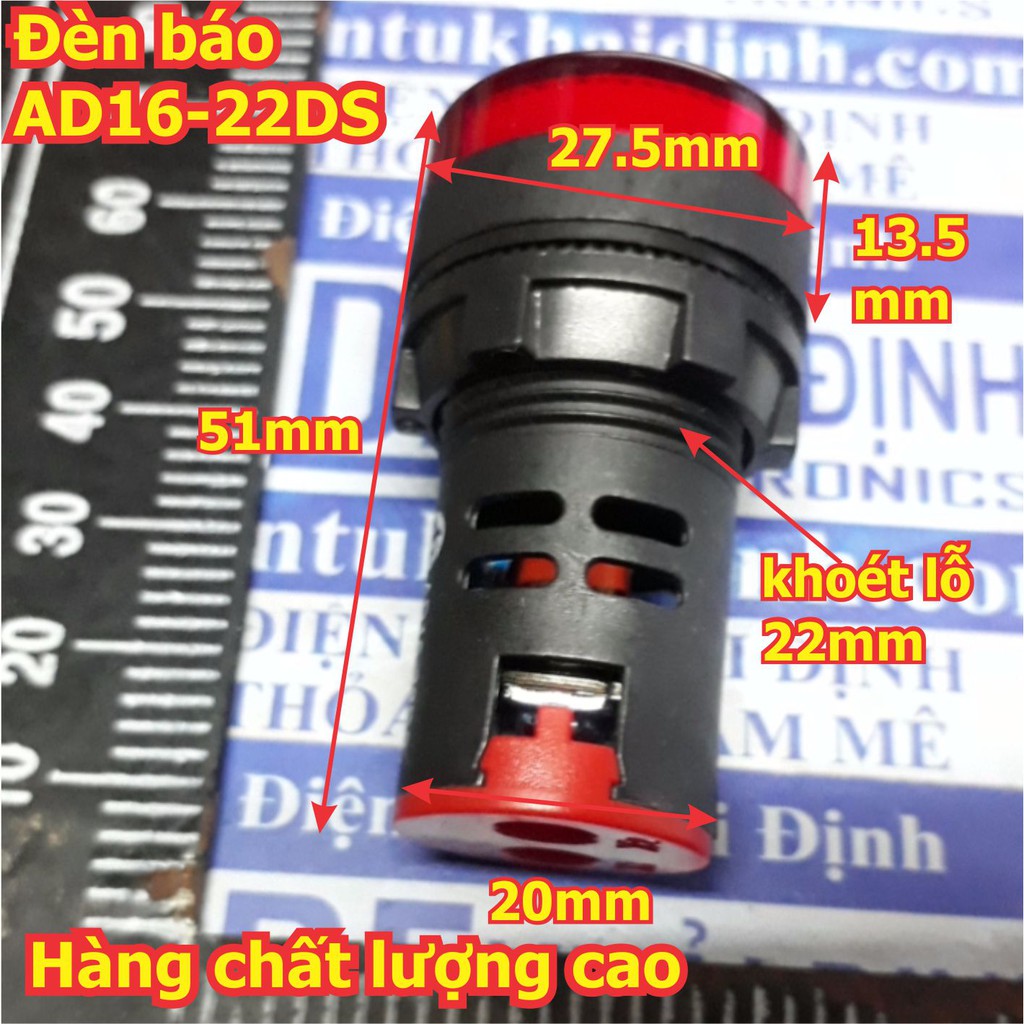 2 cái Đèn báo có điện áp, đèn báo nguồn, LED, AD16-22DS, điện áp 220Vac kde5509