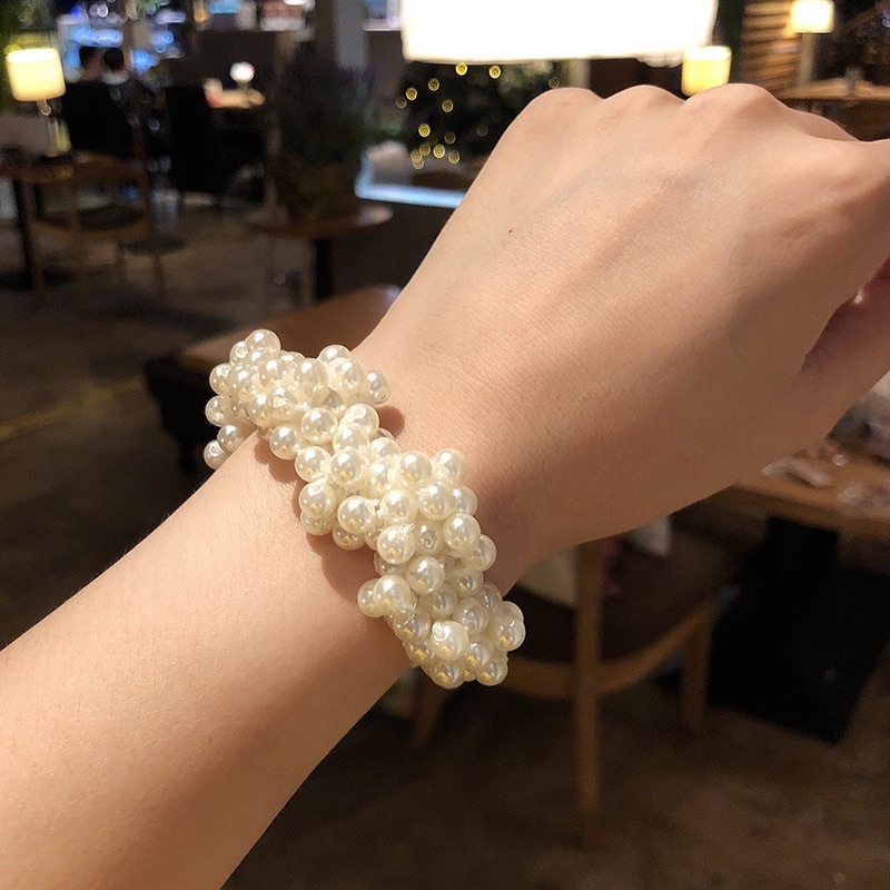 Cột tóc đính hạt nhựa phong cách hàn quốc