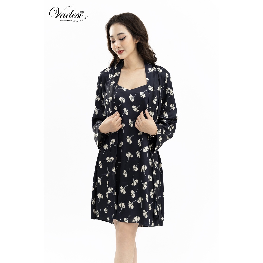 Váy Ngủ Sexy Gợi Cảm Kèm Áo Choàng VADESI Lụa Satin Cao Cấp Quyến Rũ Set Đầm Ngủ 2 Dây Mềm Mại Hiện Đại Phong Cách Nhật