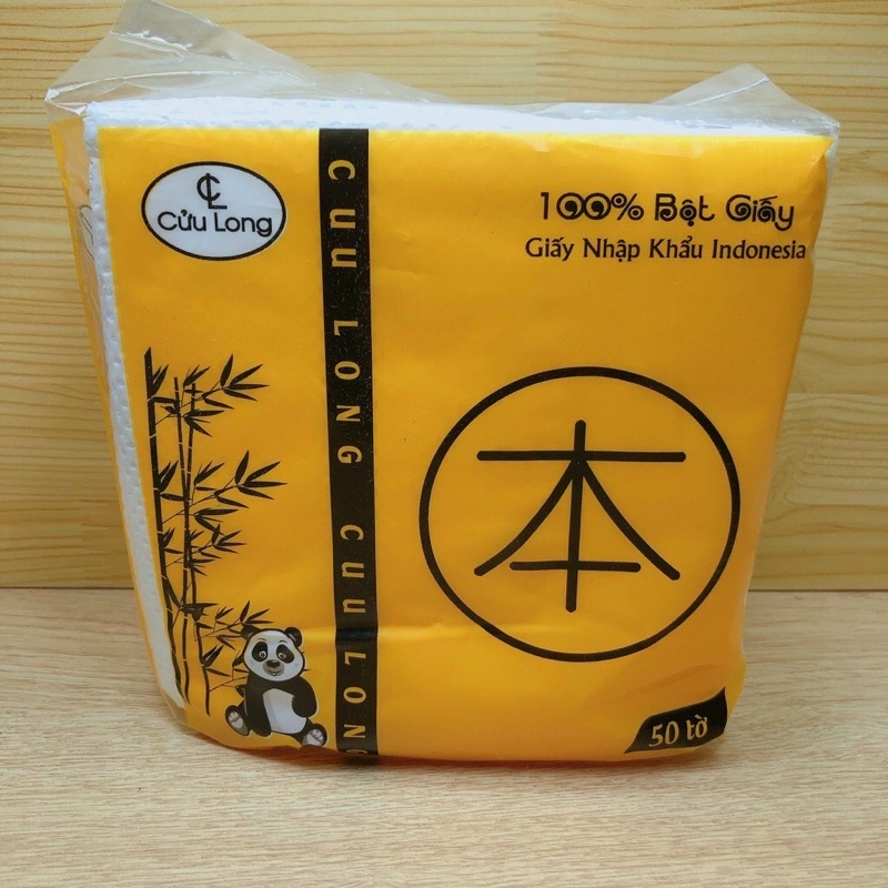 Khăn giấy vuông, khăn ăn gấu trúc Cửu Long bịch 50 tờ 33*33 cm