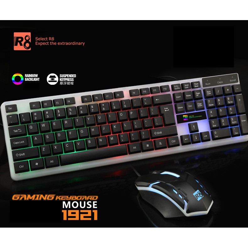 Bộ bàn phím chuột keyboard Mouse Gaming R8 1921 Led