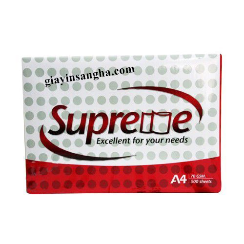 Thùng 5 Ream Giấy In Supreme A4 Định lượng 70G 500 tờ/ream
