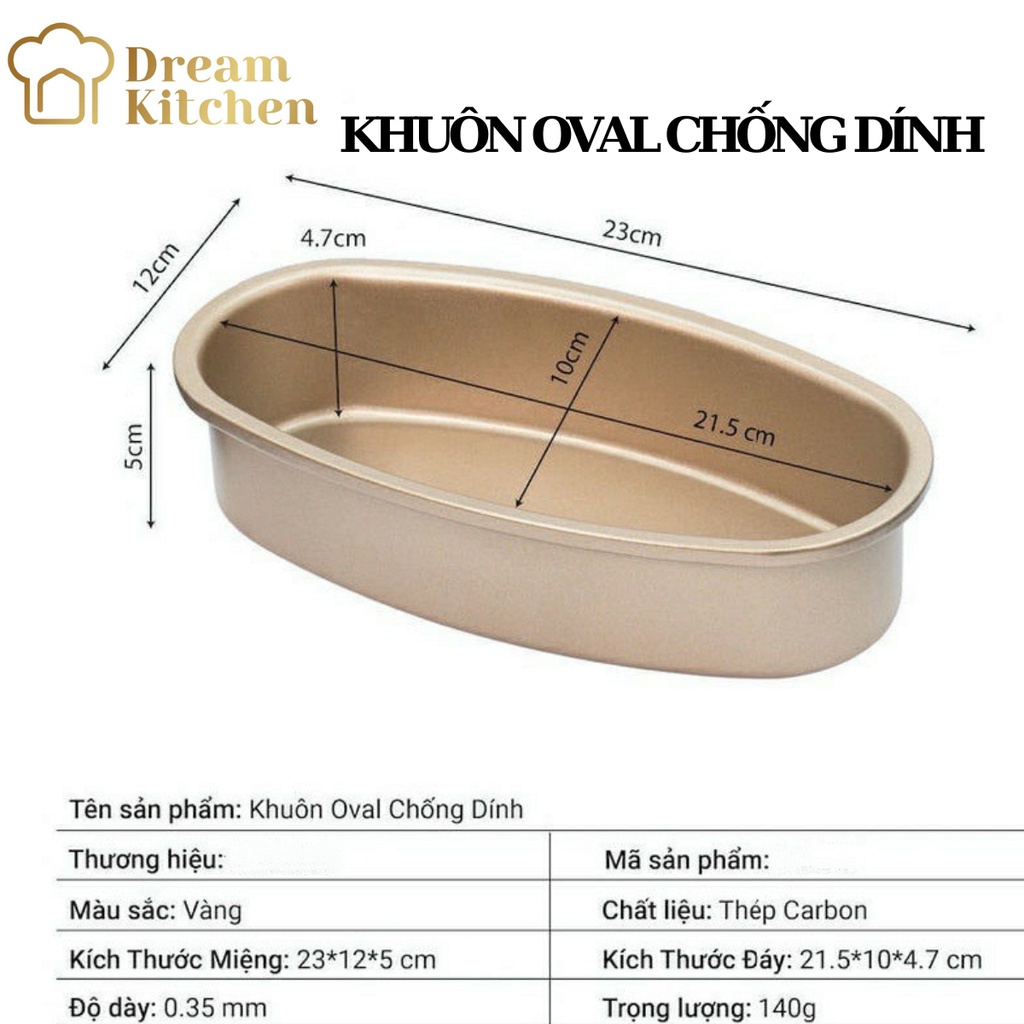Khuôn oval chống dính cao cấp bánh cheesecake, bánh mì hoa cúc Dream Kitchen 23cm không cần lót giấy nến.
