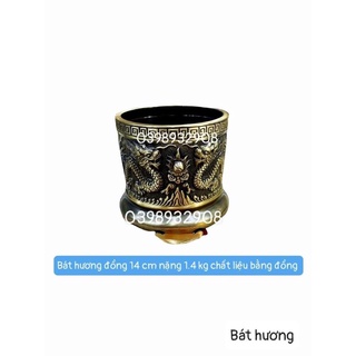 Bát hương 14 cm rông nổi chất liệu bằng đồng cao cấp