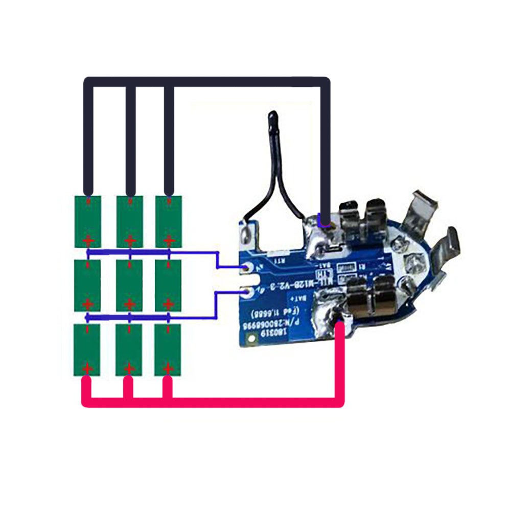 Mạch pin Milwaukee 10.8V 3S, bảo vệ sạc và xả hoàn hảo, nhận sạc zin