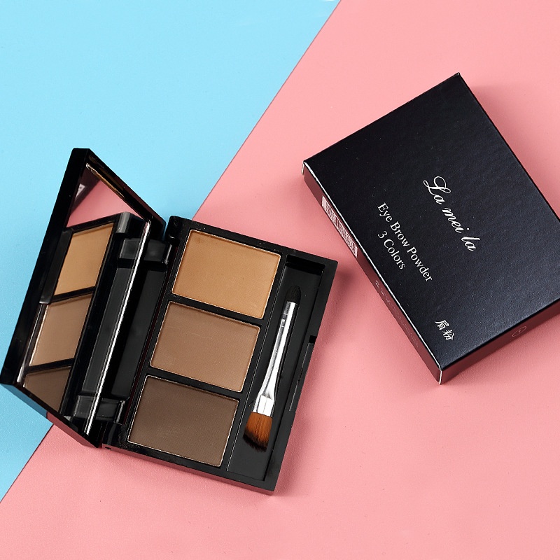 Bột kẻ lông mày Lameila 3 màu thiết kế 3 trong 1 không nhòe chống thấm nước LAMEILA Phấn trang điểm lông mày