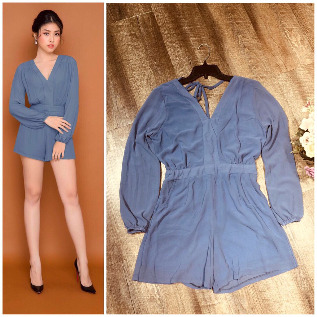 Đồ Bay Ngắn 🎁FREESHIP🎁Giảm 45k Khi Mua Đơn Từ 500k - Jumpsuit Short cổ V tay dài xinh xắn TJ921