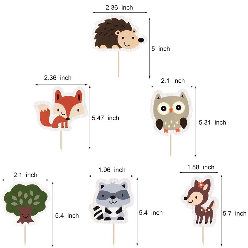 Set 48 Phụ Kiện Trang Trí Bánh Cupcake Hình Động Vật Bằng Len Dễ Thương
