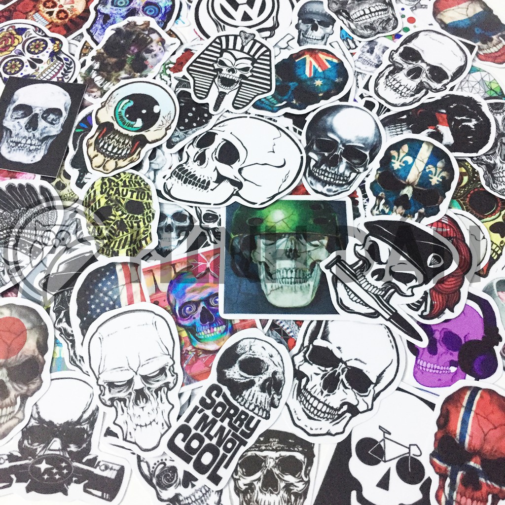 Sticker ĐẦU LÂU - SKULL decal hình dán chống nước trang trí xe, laptop, nón bảo hiểm