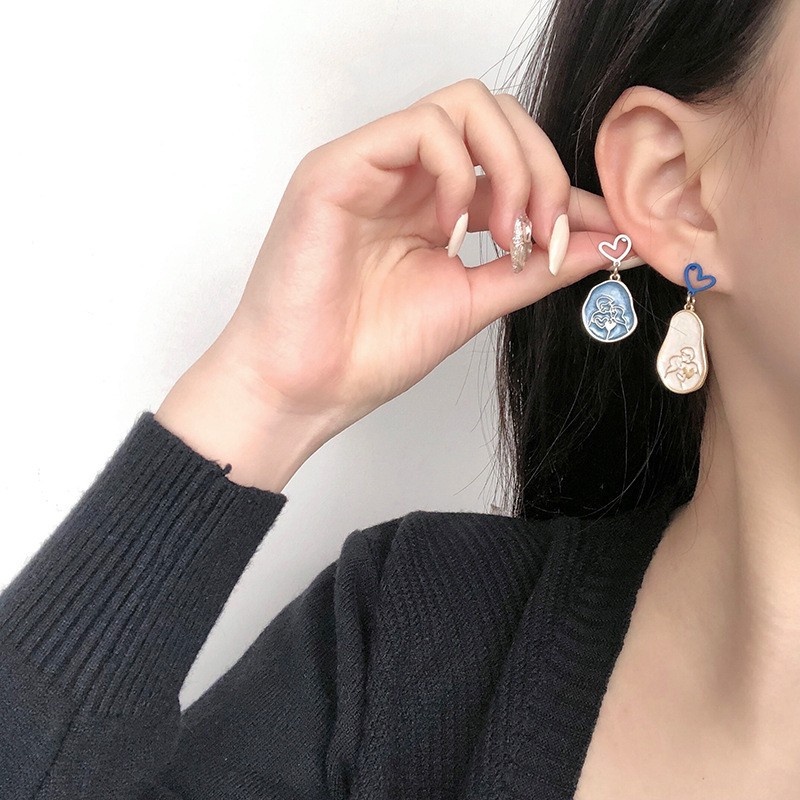 Bông tai bạc S925 họa tiết sắc tương phản thời trang nữ F903