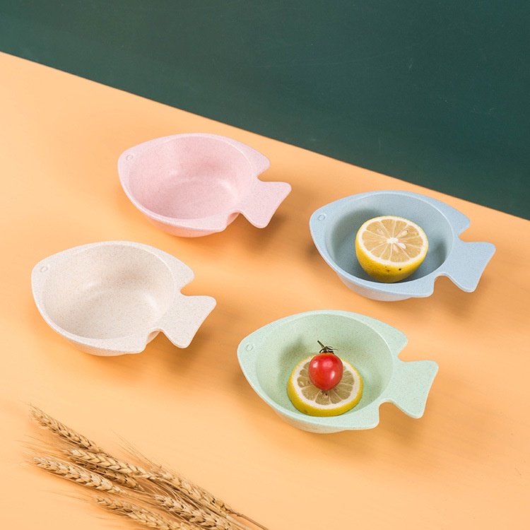 Chén Ăn Ngũ Cốc, Bát Ăn Dặm Cho Bé, Bát Ăn Cơm Canh Hình Con Cá Làm Từ Nhựa Lúa Mạch An, Màu Pastel Siêu Xinh