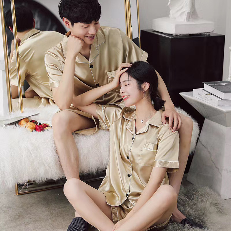 Bộ Đồ Ngủ Vải Lụa Satin Thời Trang Thu Đông Cho Cặp Đôi pyjamas pijama nam nữ mùa hè đồ đôi pijama ngắn lụa satin dễ thương bigsize đồ mặc nhà cao cấp