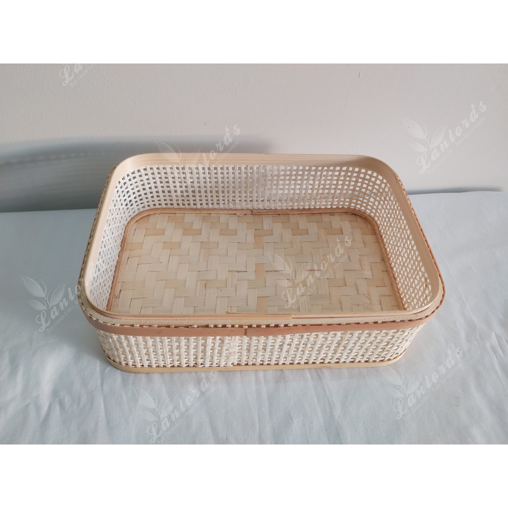 Khay mây mắt cáo size 27x45, h15cm
