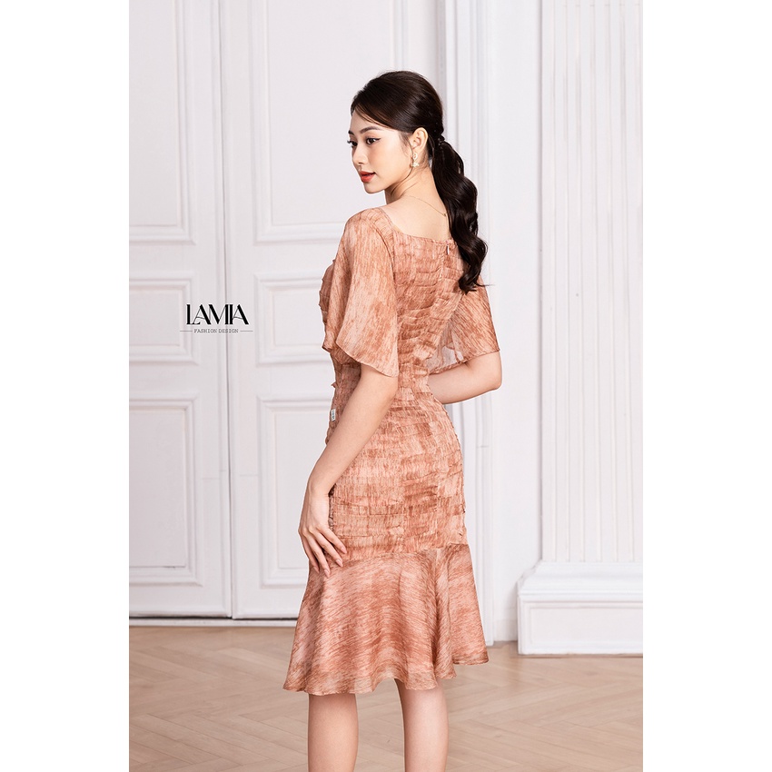 Đầm nữ hè Lamia Design LUXD003 màu nâu vân gỗ